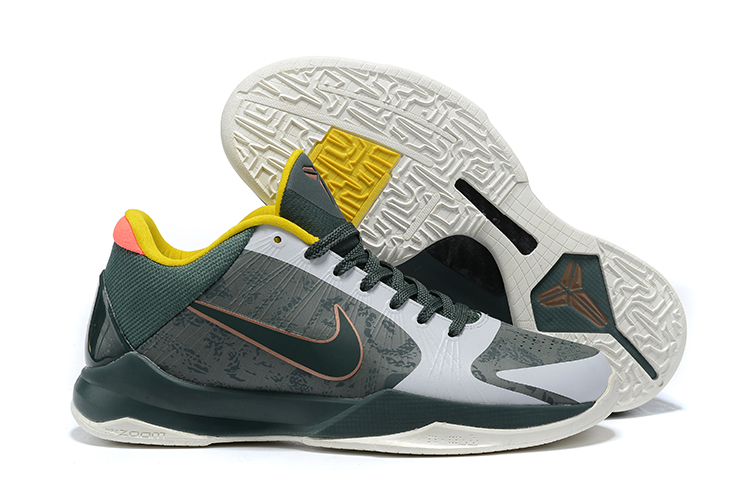 Classic Nike Kobe 5 Army Grey Yellow Shoes